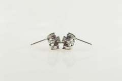 14K White Gold Diamond Ruby Halo Flower Cluster Stud Earrings