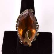 Fantastic Huge 26.15CTS Marquise-Cut Gold Topaz Ring in Sterling Silver