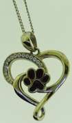 Sterling Silver Paw Heart Necklace