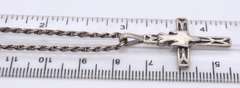 Vintage Italian Sterling Silver Cross Pendant on Chain Necklace