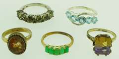 Sterling Silver Mixed Gemstone Ring Lot