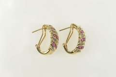 14K Yellow Gold 2.02 Ctw Ruby Diamond Domed French Clip Earrings