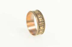 10K Yellow Gold Victorian Ornate Heart Scroll Patterned Ring