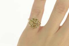 14K Yellow Gold 0.44 Ctw Diamond Swirl Cluster Spiral Statement Ring