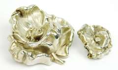Early Set of Sterling Silver Rose Pins