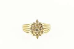 14K Yellow Gold 0.50 Ctw Diamond Marquise Cluster Statement Ring