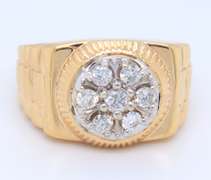 Rolex Style Yellow Gold Diamond Gent's Ring