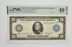 $20 1914 Cleveland, OH Federal Reserve Note - PMG - 40 EPQ XF Fr# 979a