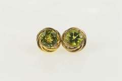 Sterling Silver Round Peridot Twist Design Statement Stud Earrings
