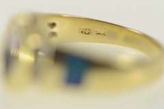 14K Yellow Gold Tanzanite Diamond Black Opal Statement Ring