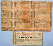 Aug 1 1862 50 Cent Western & Atlantic RR Coupon and Bill of Ladingn