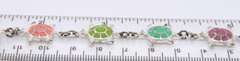 Sterling Silver Multi Color Turtle Link Bracelet