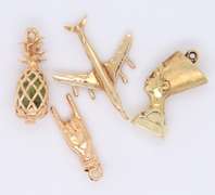 Stylish Group of 4 Yellow Gold Charms