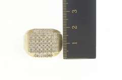 10K Yellow Gold 0.75 Ctw Pave Diamond Square Men's Ring