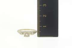 14K White Gold Retro Diamond Inset Squared Classic Promise Ring