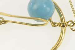 14K Yellow Gold Turquoise Dangle Oval Bead Statement Earrings