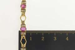 18K Yellow Gold 4.94 Ctw Ruby Diamond Honeycomb Tennis Bracelet