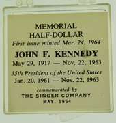 1964 John F. Kennedy Memorial Half Dollar in Plastic Case