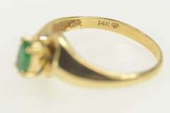 14K Yellow Gold Natural Emerald Oval Cut Engagement Bypass Ring