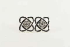 10K White Gold 0.20 Ctw Diamond Knot Twist Atom Stud Earrings