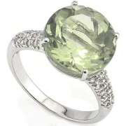 CAPTIVATING 5.45 CARAT TW (31 PCS) GREEN AMETHYST GENUINE DIAMOND 14K SOLID WHI