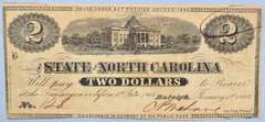 $2 State of North Carolina Raleigh Jan 1 1863 Note