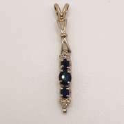 10kt Solid White Gold, Blue Sapphire, & Diamond Pendant