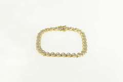 10K Yellow Gold Diamond Cluster Wave Link Classic Tennis Bracelet