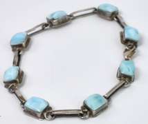 Sterling Silver Bracelet With Milky Blue Stones