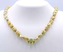Pearl and Lime Quartz Stone Necklace