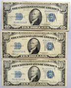 2 $10 1934 & a 1934 D Silver Certificates