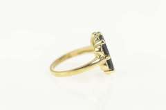 10K Yellow Gold Squared Retro Black Onyx Scalloped Statement Ring