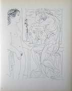 PABLO PICASSO, FEMALE MODEL AND 2 SCULPTURES