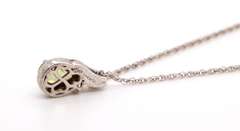 Charming Peridot and Diamond Pendant 14kt and Sterling Silver Necklace