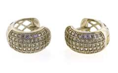 Sterling Silver Crystal Pave Small Huggies Earrings
