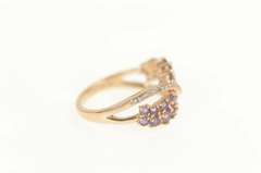 10K Rose Gold Amethyst Diamond Wavy Criss Cross Ring