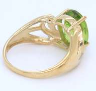Handsome Peridot and Diamond Yellow Gold Ring