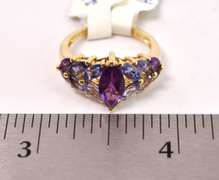 Amazing Amethyst and Iolite Ring in 14K Yellow Gold