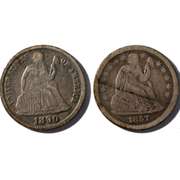1857 O &1890 S Seated Dimes