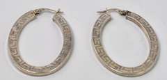 Sterling Silver Elongated Hoop Earrings