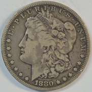 Ultra scarce 1880-CC Morgan Silver Dollar. Reverse of 1878