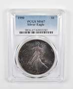 MS67 1990 American Silver Eagle - Graded PCGS