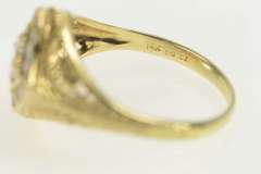 14K Yellow Gold Art Deco Revival Filigree Travel Engagement Ring