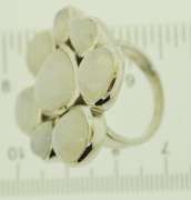 Sterling Silver Milky Stone Cluster Ring