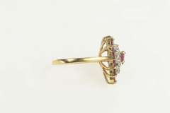 14K Yellow Gold Pear Natural Ruby Diamond Halo Cocktail Ring