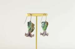 Sterling Silver Purple Blue Bell Enamel Flower Dangle Earrings