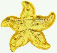 Gold Tone Star Fish With Yellow Stone Brooch