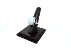 Oval Opalesque White Stone In Tibetan Silver