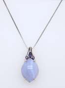 Vintage Sterling Silver Gemstone Pendant on Chain