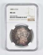 MS64 1885-O Morgan Silver Dollar NGC Toned!